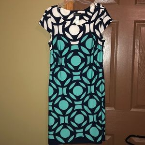 Teal, navy and white dress!